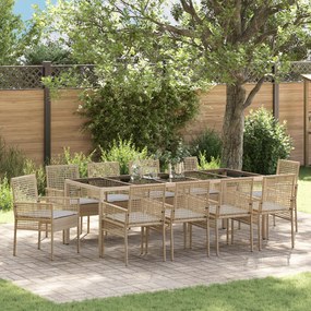 vidaXL Σετ Τραπεζαρίας Κήπου 11 pcs Μπεζ 250 x 100 x 75 cm