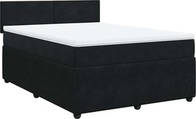 vidaXL Κρεβάτι Boxspring με Στρώμα Μαύρο 140x190 εκ. Βελούδινο