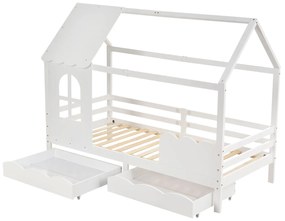 ΠΑΙΔΙΚΟ ΚΡΕΒΑΤΙ τ.MONTESSORI ΜΕ ΣΥΡΤΑΡΙΑ DOMER HM710.03 ΞΥΛΟ ΠΕΥΚΟΥ ΛΕΥΚΟ-ΣΤΡΩΜΑ 90x190εκ