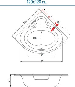 Sirene Modena MOD120 - Γωνιακή Μπανιέρα 120x120 εκ.