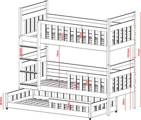 OLIWIA 80x160 grey bunk bed Lano Furniture