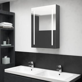 Καθρέφτης Μπάνιου με Ντουλάπι &amp; Φωτισμό LED Γκρι 50x13x70 εκ.