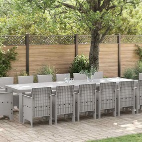 vidaXL Σέτ φαγητού για κήπο 15 pcs Ανοιχτό γκρι Rattan Polt