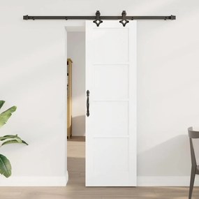 vidaXL Συρόμενη Πόρτα με Σετ Εξαρτημάτων Λευκή 61x198.5 εκ. Συμπαγές Ξύλο Πεύκου
