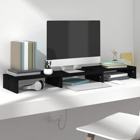 vidaXL Βάση Οθόνης Μαύρη 80 x 24 x 10,5 εκ. από Μασίφ Ξύλο Πεύκου