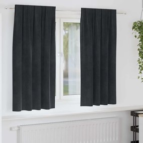 vidaXL Κουρτίνες με κουρτίνες 2 pcs Μαύρο 140 x 175 cm Βελούδο