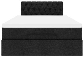 vidaXL Οθωμανικό κρεβάτι με στρώμα Μαύρο 120x200cm Ύφασμα