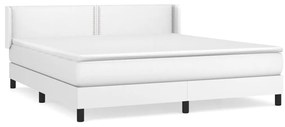 Κρεβάτι Boxspring με Στρώμα Λευκό 160x200εκ.από Συνθετικό Δέρμα - Λευκό