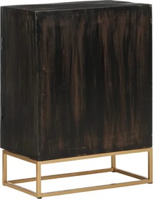 vidaXL Ντουλάπι Μαύρο 55x34x75 εκ. από Μασίφ Ξύλο Μάνγκο και Σίδηρο