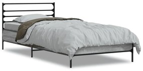 vidaXL Πλαίσιο Κρεβατιού Γκρι Sonoma 75x190 εκ. Επεξ. Ξύλο &amp; Μέταλλο