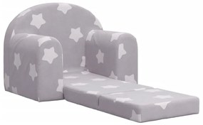 Καναπές/Κρεβάτι Παιδικός Αν. Γκρι Αστέρια Μαλακό Βελουτέ Ύφασμα - Γκρι