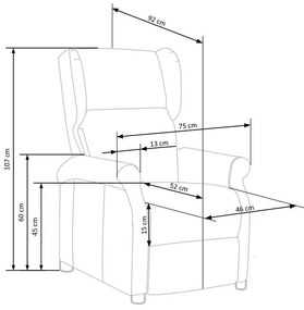 Ρυθμιζόμενη πολυθρόνα Houston 854, 83x75x92cm, 30 kg, Γκρι, Ταπισερί | Epipla1.gr