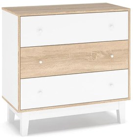 Chest of 3 drawers Awell  color sonoma-white 90x44x88.5cm 90x44x88.5 εκ.