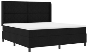 vidaXL Κρεβάτι με ελατήρια και στρώμα & LED, Μαύρο 180x200 cm, Υφασμάτινο