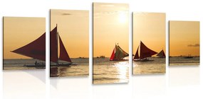Εικόνα 5 μερών όμορφο ηλιοβασίλεμα στη θάλασσα - 100x50