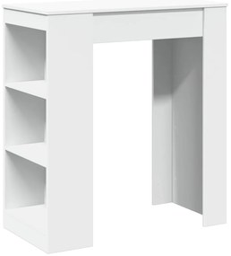 vidaXL Τραπέζι Μπαρ με Ράφια Λευκό 95x47x103,5 εκ. Επεξεργ. Ξύλο