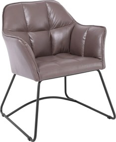 POLLY Πολυθρόνα Μέταλλο Βαφή Μαύρο, Ύφασμα Suede Cappuccino   2τμχ