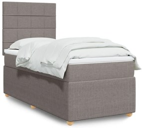 vidaXL Κρεβάτι Boxspring με Στρώμα Taupe 100 x 200 εκ. Υφασμάτινο