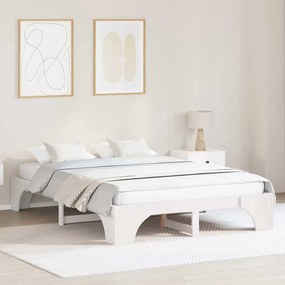 vidaXL Κρεβάτι Λευκό 140x200 cm Μασίφ Ξύλο Πεύκου