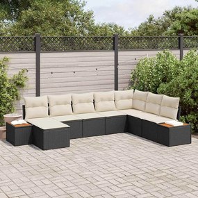 vidaXL Σετ Καναπέ Κήπου 8 pcs Μαύρο και κρεμ 319 x 209 x 85 εκ.