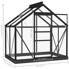 Θερμοκήπιο Γυάλινο Ανθρακί 155 x 103 x 191 εκ. από Αλουμίνιο 3082333