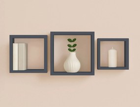 ΡΑΦΙΈΡΕΣ/ΡΆΦΙΑ ΤΟΊΧΟΥ SET OF 3 NESTED CUBES MDF 23/26,5/30CM ANTHRACITE