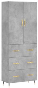 vidaXL Ντουλάπι Γκρι Σκυροδέματος 69,5x34x180 εκ. Επεξεργασμένο Ξύλο