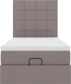 VidaXL Οθωμανικό κρεβάτι με στρώμα & LEDs Taupe 100x200 cm Ύφασμα