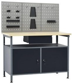 vidaXL Πάγκος Εργασίας με Τρία Πάνελ Τοίχου