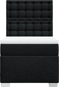vidaXL Κρεβάτι Boxspring με Στρώμα Μαύρο 80 x 200 εκ. Υφασμάτινο