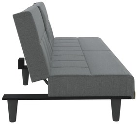 vidaXL Καναπές Κρεβάτι με Ποτηροθήκες Σκούρο Γκρι Υφασμάτινος