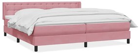 Box Spring κρεβάτι με στρώμα ροζ 180x220 cm Βελούδινο - Ροζ