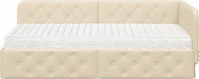 vidaXL Κρεβάτι Γωνίας Κρεμ 100 x 200 cm ύφασμα