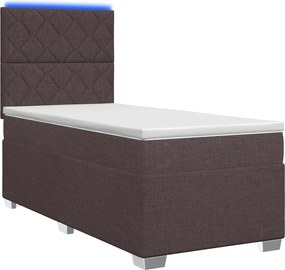 vidaXL Κρεβάτι box spring με στρώμα Σκούρο Καφέ 80 x 200 cm Ύφασμα