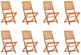 Καρέκλες Κήπου Πτυσσόμενες 8 τεμ. από Μασίφ Ξύλο Ευκαλύπτου - Καφέ