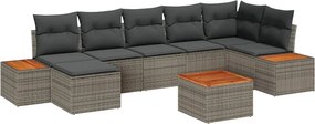 vidaXL Σετ Καναπέ Κήπου με μαξιλάρι 8 pcs Γκρι Πολυ ράταν