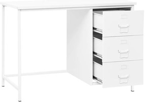 vidaXL Βιομηχανικό Γραφείο με Συρτάρια Λευκό 105x52x75 εκ. Ατσάλινο