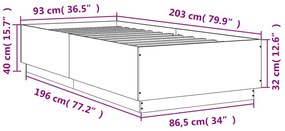 Πλαίσιο Κρεβατιού Γκρι Σκυροδέματος 90x200 εκ. Επεξεργ. Ξύλο - Γκρι