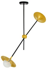 GloboStar® JOLIET 00778 Μοντέρνο Φωτιστικό Οροφής Δίφωτο 2 x G9 AC 230V Μαύρο - Χρυσό Μεταλλικό Πλέγμα Μ93 x Π20 x Υ100cm