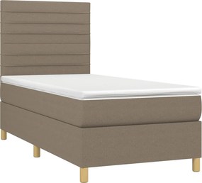 vidaXL Κρεβάτι Boxspring με Στρώμα &amp; LED Taupe 90x190 εκ. Υφασμάτινο