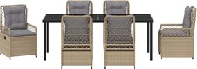 vidaXL Σέτ φαγητού για κήπο 7 pcs Μπέζ και Ανοιχτό Γκρι