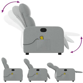 vidaXL Πολυθρόνα Μασάζ Ανακλινόμενη Ανοιχτό Γκρι Υφασμάτινη