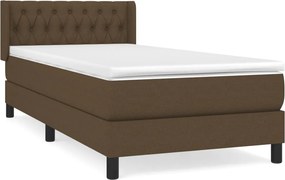 vidaXL Κρεβάτι Boxspring με Στρώμα Σκούρο Καφέ 90x200 εκ. Υφασμάτινο