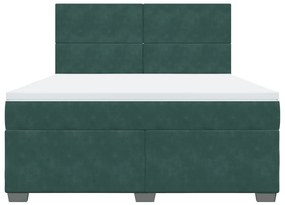 Κρεβάτι Boxspring με Στρώμα Σκούρο Πράσινο 180x200εκ. Βελούδινο - Πράσινο