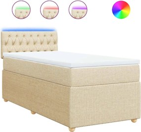 vidaXL Κρεβάτι Boxspring με Στρώμα Κρεμ 80 x 200 εκ. Υφασμάτινο