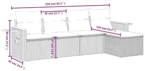 Σετ Καναπέ Κήπου 5 Τεμαχίων Μαύρο Συνθετικό Ρατάν με Μαξιλάρια - Μαύρο