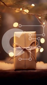 Intra Συλλεκτικό Ξύλινο Παζλ Plywood 4mm - Εορταστικό τυλιγμένο κουτί δώρου με φώτα Bokeh Σε Ξύλινο Κουτί - Διαστάσεις: 10x10 cm – 25 κομμάτια