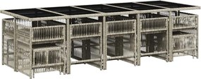 vidaXL Σετ Τραπεζαρίας Κήπου 15 τεμ. Αν. Γκρι Συνθ. Ρατάν με Μαξιλάρια