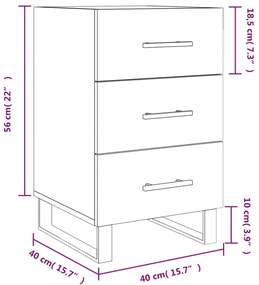 Κομοδίνο Καπνιστή Δρυς 40 x 40 x 66 εκ. από Επεξεργασμένο Ξύλο - Καφέ