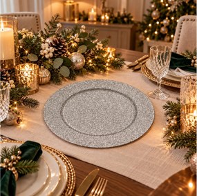 ΠΙΑΤΈΛΕΣ GLITTER  PRES ROUND PLATE SILV 147108AR